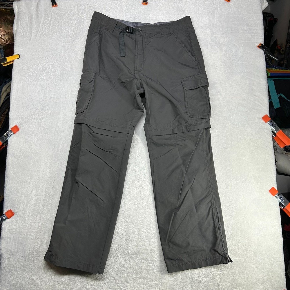 Pacific Trail Hiking Cargo Pants Men 36 Gray Nylon Convertible Pockets - 35X30.5